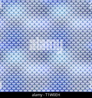 Blue realistic fish skin texture, detailed seamless pattern Stock Vector