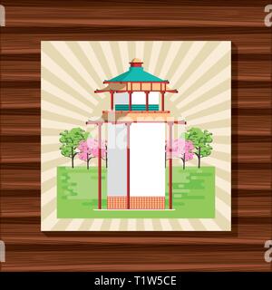 Japanese temple in nature Stock Vector