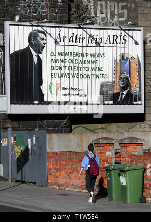 A billboard in Dublin as a group called The Irish Freedom Party has today launched a billboard campaign across Ireland calling for Ireland to leave the EU. Stock Photo
