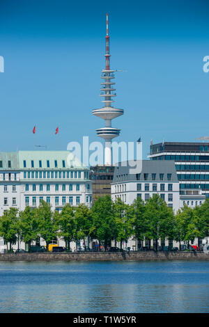 Heinrich-Hertz-Turm, Neuer Jungfernstieg, Binnenalster, Hamburg, Deutschland Stock Photo