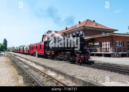 steam railway, Molli, narrow-gauge railway, train station, Kuehlungsborn-West, Mecklenburg-Western Pomerania, Germany Stock Photo