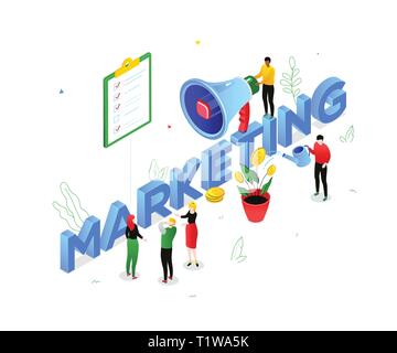 Marketing strategy - modern colorful isometric vector illustration Stock Vector