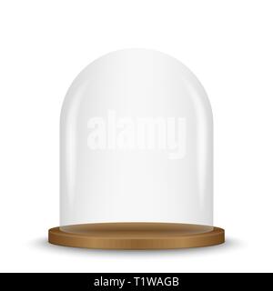 Blank empty and transparent glass dome on podium. Stock Vector
