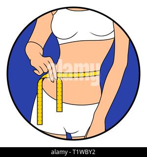 Illustration Of A Female Measuring Waist With Measuring Tape