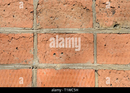 Old red brick wall background and texture close up Stock Photo