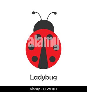 Ladybug in cartoon style, spring card for kid, preschool activity for children, vector Stock Vector