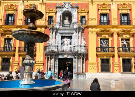 The Bishops Palace, Plaza del Obispo, Malaga old town, Malaga Andalusia Spain Europe Stock Photo