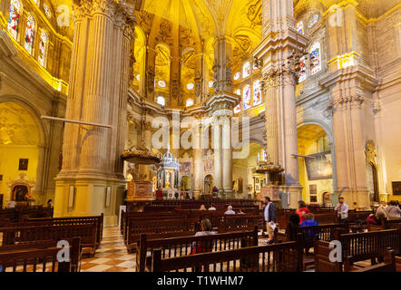 Malaga Cathedral or Catedral de malaga; interior; Malaga Andalusia Spain Europe Stock Photo
