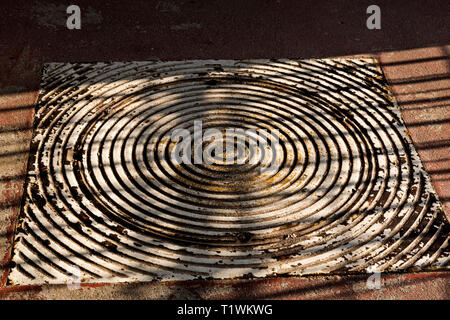 WA16076-00...WASHINGTON - Metal plate on floor of the water tower Observation Deck on Seattle's Volunteer Park located on Capitol Hill. Stock Photo