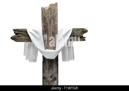 Easter cross isolated on white background. He is risen concept. Stock Photo