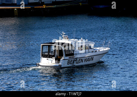 Small local vessel Nordnes owned by Port Authority of Bergen, Norway. Stock Photo