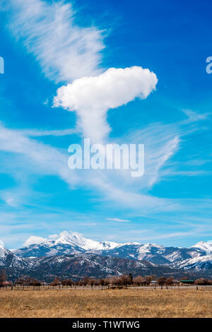 Unusual cloud formations against cobalt blue sky over Rocky Mountains; central Colorado; USA