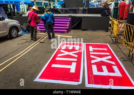 Songkran Thai New Year in Bangkok Khao San Road, stage preparation Stock Photo