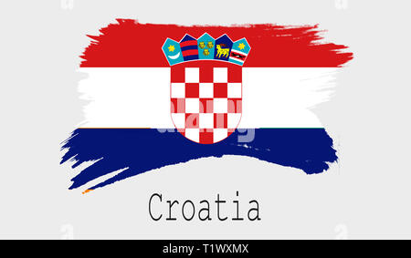 Croatia flag on white background, 3d rendering Stock Photo