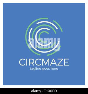 Circle Maze Logotype - Letter C logo Stock Vector