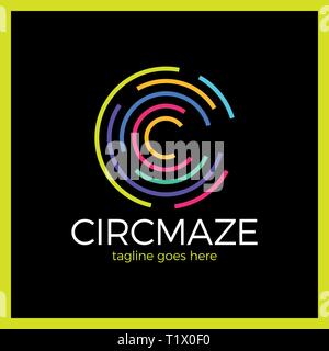 Circle Maze Logotype - Letter C logo Stock Vector