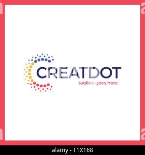 Clever Creative Dots Point Letter C Smart and Idea logo set. Letter C ...
