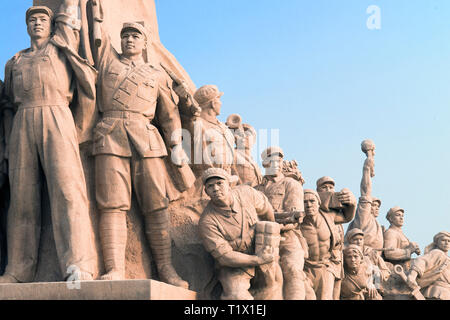 Beijing, China - 08 01 2016: Statue of the People's Heroes of the Communist Revolution, in Tiananmen Square, Beijing, China Stock Photo