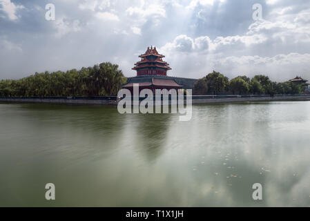 Corner Watchtower of the Imperial Palace in Beijing Forbidden City, Beijing, China Stock Photo