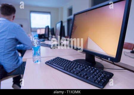 Young Entrepreneur Freelancer Working Using A computer In Coworking space Stock Photo