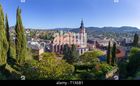 Baden-Baden is a spa town in the state of Baden-Württemberg, south-western Germany, at the north-western border of the Black Forest mountain range on  Stock Photo