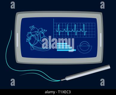 smart watch wearable technology heart cardiology.Heart rate. Fitness tracker smart watch illustration with heart rate monitor, flat cartoon vector sty Stock Vector