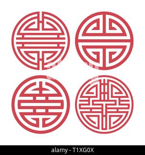 Set of vector Korean traditional design elements Stock Vector