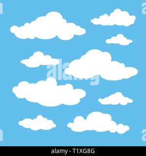 White clouds set. Nature elements vector collection. Stock Vector