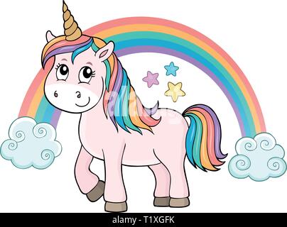 Cute unicorn topic image 2 - eps10 vector illustration. Stock Vector