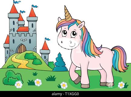 Cute unicorn topic image 3 - eps10 vector illustration. Stock Vector