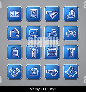 illustration of business and finance glossy icon set Stock Vector