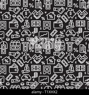 illustration of business and finance balck and white seamless pattern Stock Vector