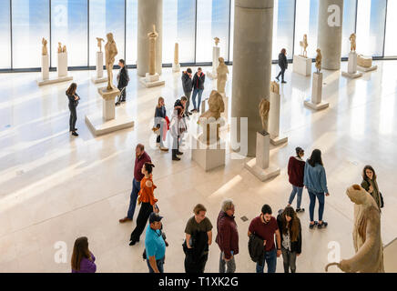 Interior of the new Acropolis Museum,  designed by architect Bernard Tschumi,  Athens, Greece Stock Photo