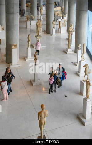 Interior of the new Acropolis Museum,  designed by architect Bernard Tschumi,  Athens, Greece Stock Photo