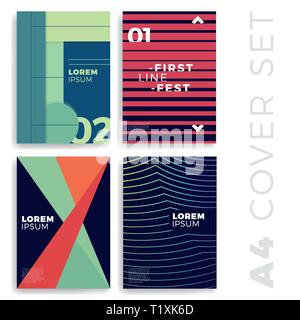 Covers modern abstract design templates set. Futuristic minimal geometric compositions for flyer, banner, brochure and poster. Eps10 vector illustrati Stock Vector