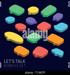 Set of 3d isometric speech bubbles icon Stock Vector
