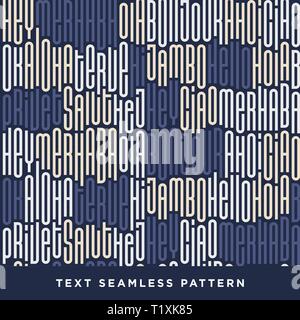 Text seamless pattern with word hello in different languages. French bonjur, spanish hola and other. Stock Vector