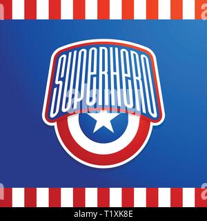 Super hero power full typography print, t-shirt graphics with long letter and geometric style. Stock Vector