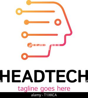Head Tech logo, Robotic Technology Logotype template designs vector illustration Stock Vector