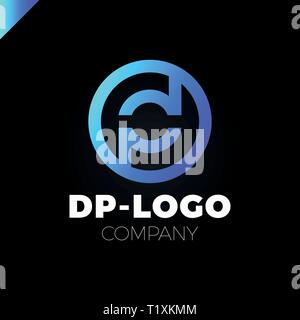 Letter D and letter P logo. pd, dp initial overlapping in circle. Stock Vector