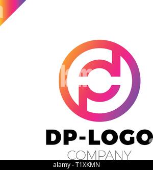 Letter D and letter P logo. pd, dp initial overlapping in circle. Stock Vector