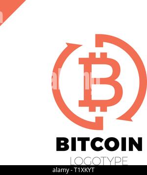 Bitcoin Exchange logotype. Letter B in circle with two arrow icon. Stock Vector