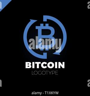 Bitcoin Exchange logotype. Letter B in circle with two arrow icon. Stock Vector