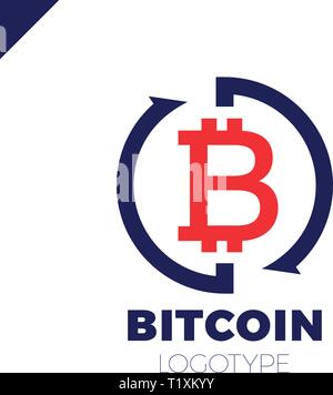 Bitcoin Exchange logotype. Letter B in circle with two arrow icon. Stock Vector