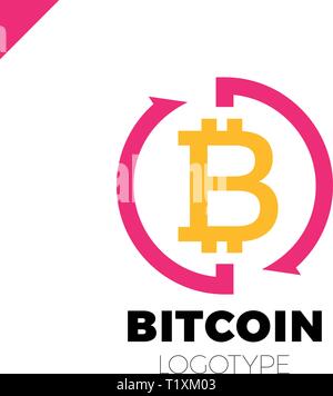 Bitcoin Exchange logotype. Letter B in circle with two arrow icon. Stock Vector