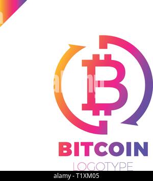 Bitcoin Exchange logotype. Letter B in circle with two arrow icon. Stock Vector