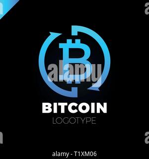 Bitcoin Exchange logotype. Letter B in circle with two arrow icon. Stock Vector