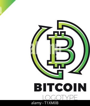 Bitcoin Exchange logotype. Letter B in circle with two arrow icon. Stock Vector
