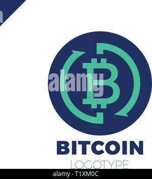 Bitcoin Exchange logotype. Letter B in circle with two arrow icon. Stock Vector