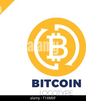 Bitcoin Exchange logotype. Letter B in circle with two arrow icon. Stock Vector